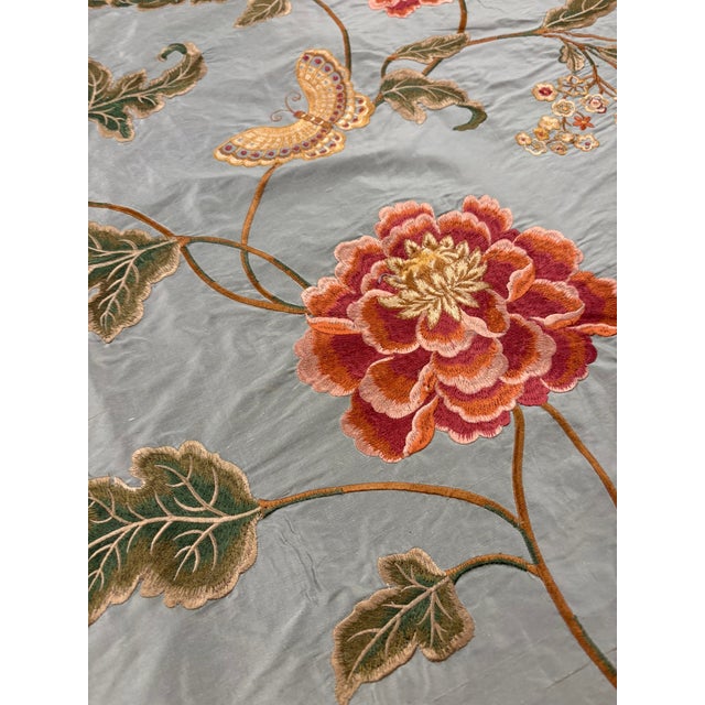 Colefax & Fowler "Oriental Poppy" Silk Embroidered Fabric - 5 Yard Piece For Sale In West Palm - Image 6 of 9