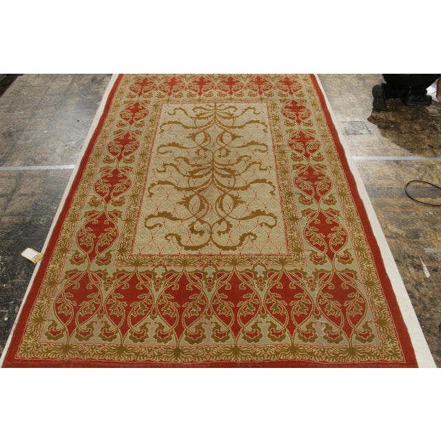 Traditional Hand-Knotted Antique Art Nouveau Rug in Red, Green, Brown Floral Pattern For Sale - Image 3 of 8