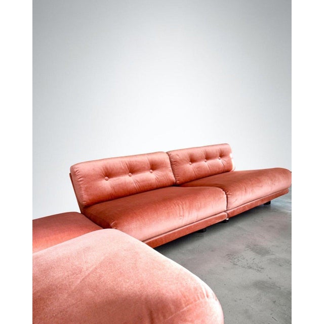 Pink Salpol Modular Sofa in Dralon Velvet, Italy, 1970, Set of 4 For Sale - Image 8 of 18