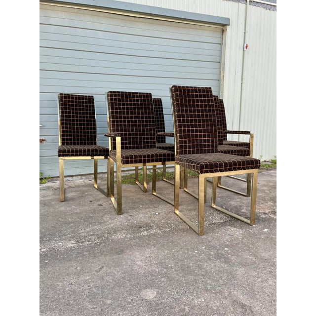 Milo Baughman for Comfort Designs Dining Chairs in a Black Motif With Gold Chrome. This is a complete set, including two...