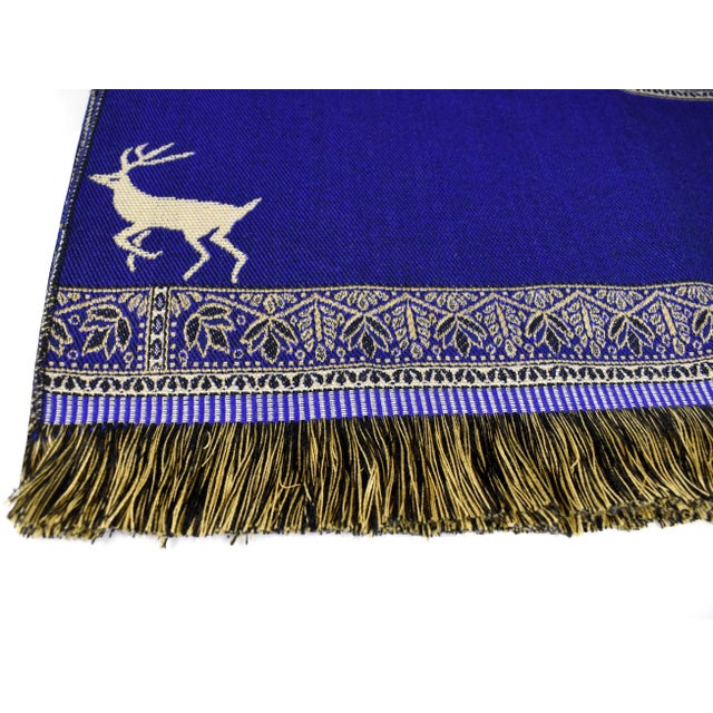 Textile Egyptian Blue Floral Throw Shawl or Wall Hanging For Sale - Image 7 of 12