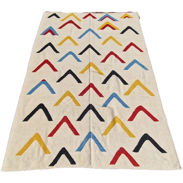 Mid-Century Modern Hand-Woven Wool Art Rug After Alexander Calder "Boomerangs" For Sale - Image 3 of 13