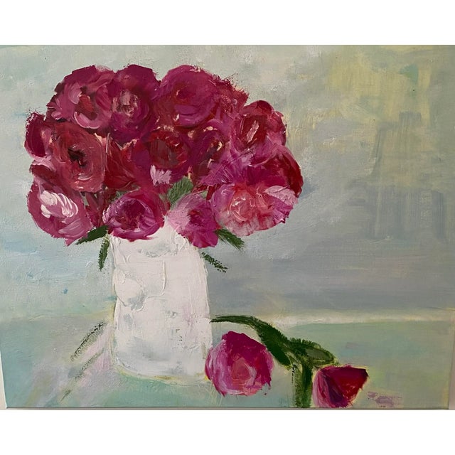 French Contemporary Abstract Bouquet in a Vase Still Life Painting For Sale - Image 3 of 4