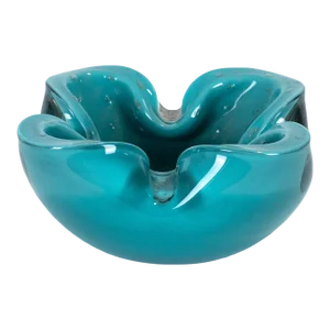 Italian Murano Art Glass Blue / Teal Bowl, by Alfredo Barbini Bollinato Unmarked