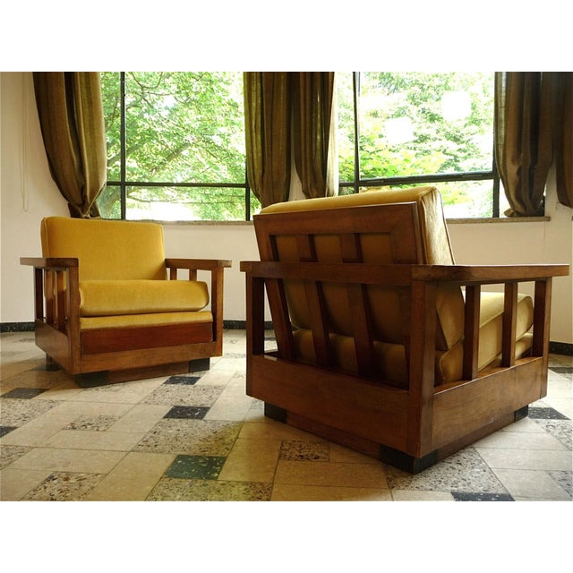 Wood Cubist Art Deco Velvet Club Chair, 1920s For Sale - Image 7 of 18
