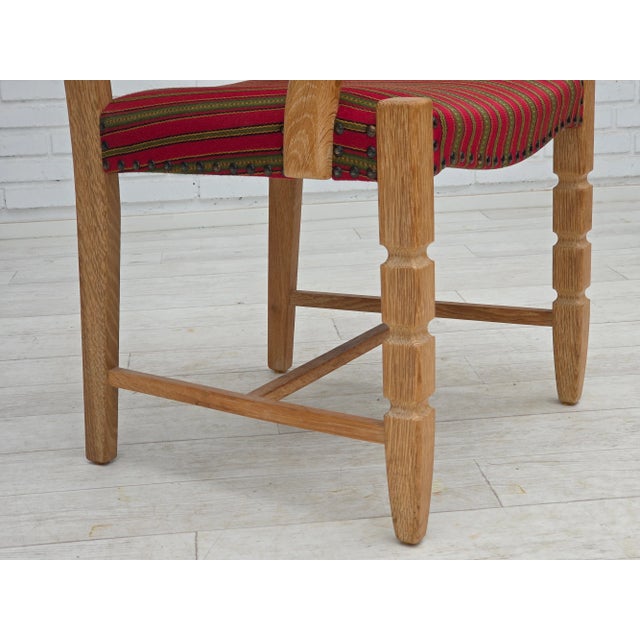 Mid-Century Modern Danish Armchair in Red Wool and Oak, 1970s For Sale - Image 3 of 18