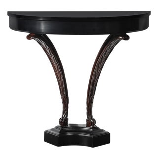 Art Deco Ebonized Walnut Wall Console W/ Acanthus Supports by Grosfeld House For Sale