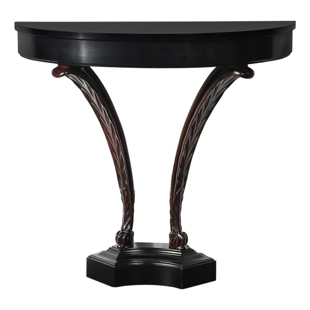 Art Deco Ebonized Walnut Wall Console W/ Acanthus Supports by Grosfeld House For Sale
