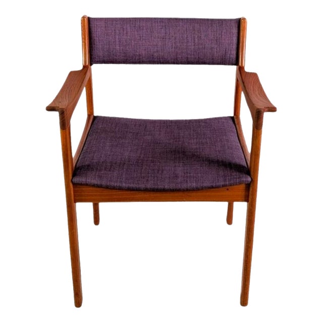 Vintage Danish Teak Purple Armchair For Sale