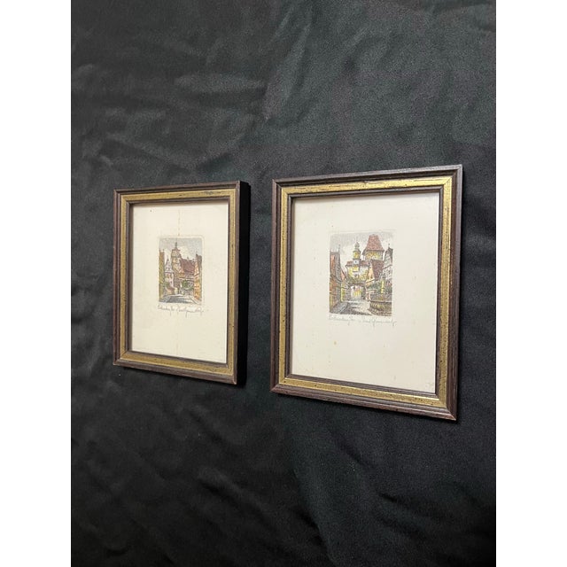 Original Etchings of Rothenburg Germany by Ernst Geissendörfer- Set of 2 For Sale - Image 4 of 11