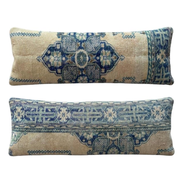 Turkish Bedding Rug Pillow Cover 15'' X 41'' & 15'' X 47'' - Set of Two For Sale