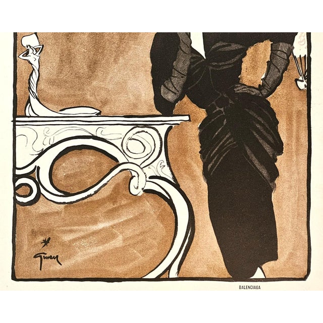Mid-Century Modern 1945 French Mid-Century Balenciaga Fashion Priint by Gruau For Sale - Image 3 of 3