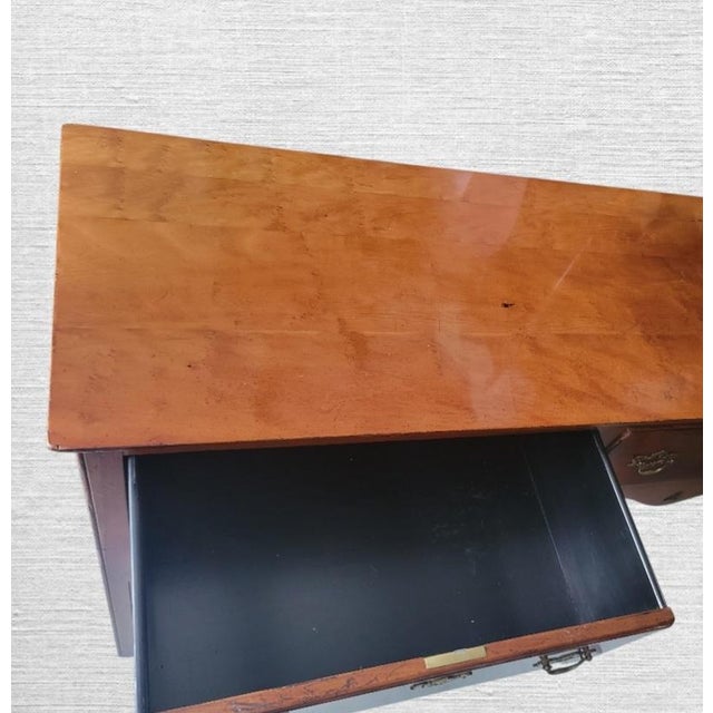 English Vintage Extra Long Traditional Wright Table Company Scalloped Yew Wood Sideboard / Console Table For Sale - Image 3 of 15