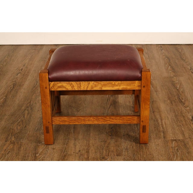 Stickley Mission Collection Oak Spindle Footstool For Sale - Image 11 of 18