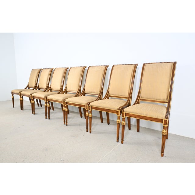 1980s Karges Furniture Louis XVI Style Dining Chairs With Gilt Accents, Set of 14 For Sale - Image 5 of 18