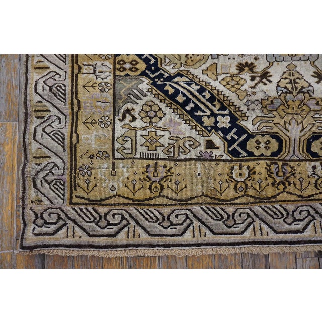 1930s Ivory Black Medallion Antique Caucasian Zeychor Rug 3'9" X 6'6" Handknotted Wool Carpet For Sale - Image 9 of 18
