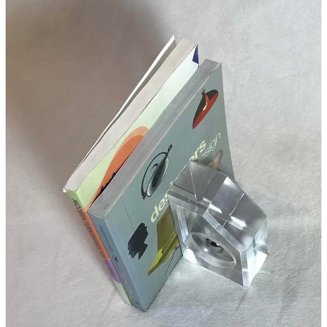 Transparent Pair of Ritts Astrolite Style Modern Abstract Sculptural Lucite Bookends, Circa 70s For Sale - Image 8 of 10