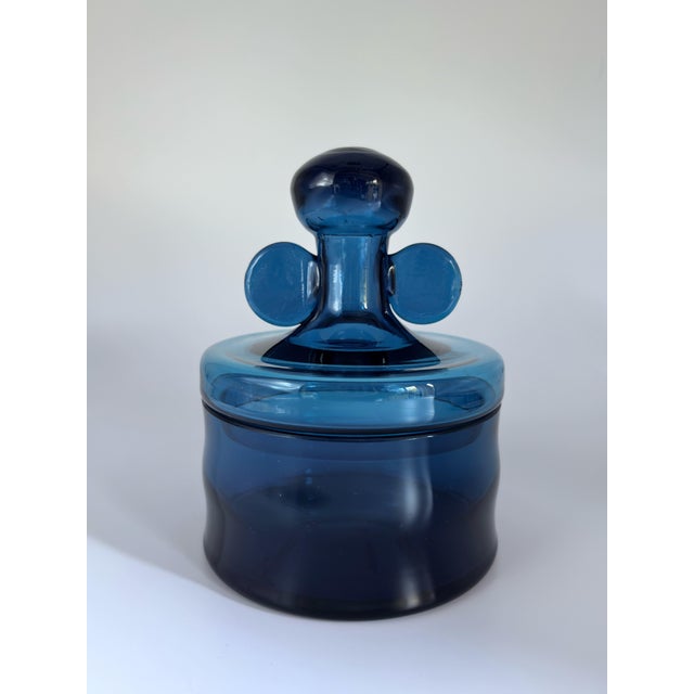 Vintage Blue Glass Lidded Jars by Bertil Vallien for Boda, 1960s, Set of 2 For Sale - Image 17 of 18