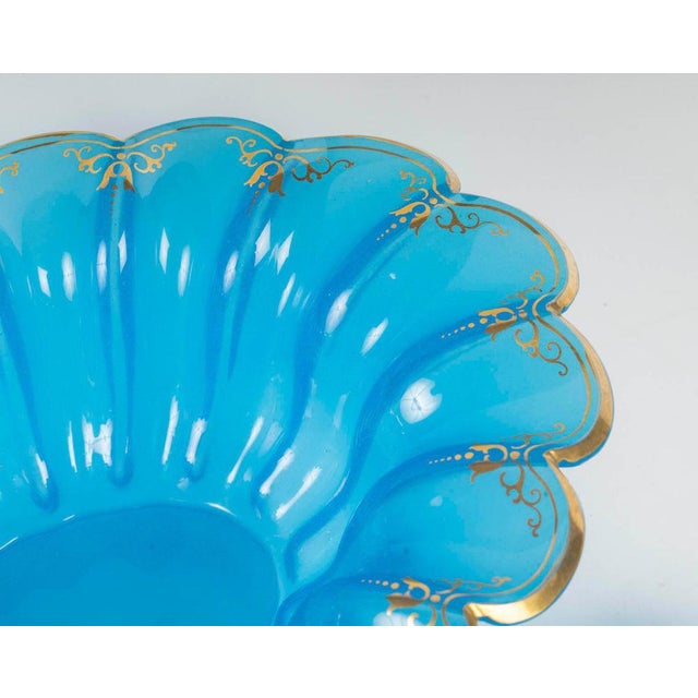 Cup and Saucer in Blue Opaline with Gilded Highlights, 19th Century, Set of 2 For Sale - Image 5 of 9