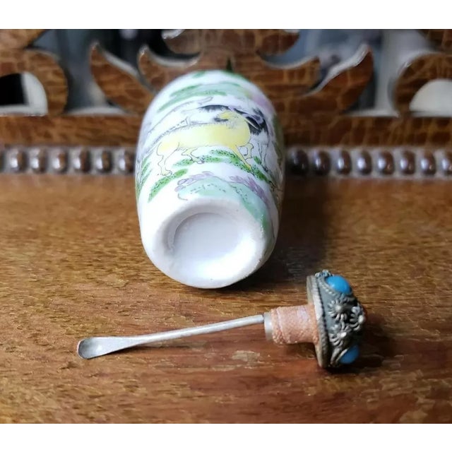 Mid 20th Century Mid 20th Century Chinese Porcelain Goats Motif Snuff Bottle For Sale - Image 5 of 5