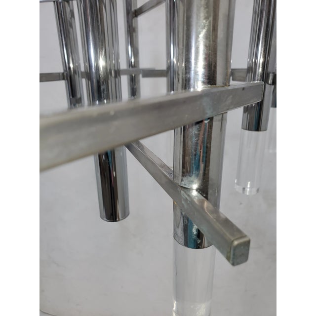 Chrome Mid 20th Century Italian Rectilinear Chrome Chandelier by Gaetano Sciolari For Sale - Image 8 of 13