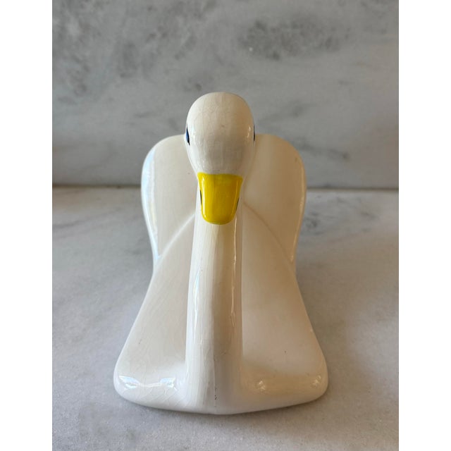 Mid 20th Century Vintage Ceramic Swan Towel Holder For Sale - Image 5 of 9
