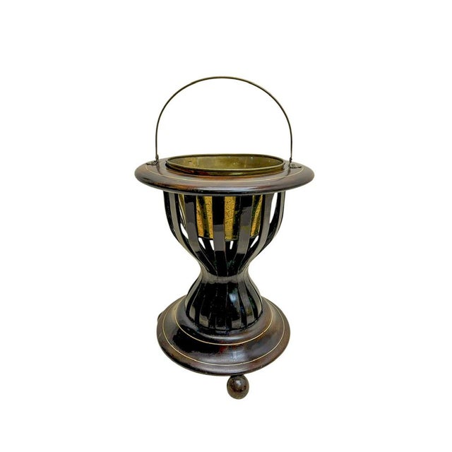 Antique Dutch Kettle Warmer in Wood and Brass, 1800s For Sale - Image 3 of 13