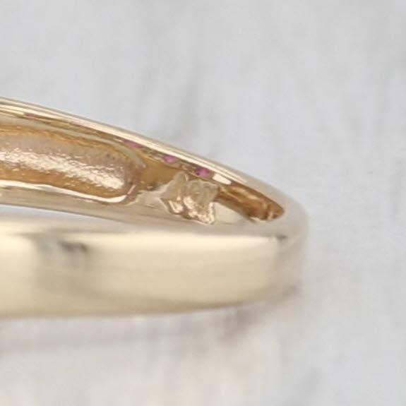Modern 0.78ctw Ruby Diamond Tiered Ring 14k Yellow Gold Rooftop Pyramid Size 5.75 For Sale - Image 3 of 8