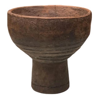 Vintage Wooden Chalice-Shaped Vessel For Sale