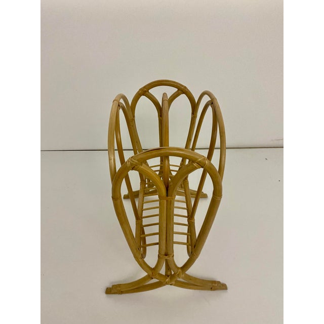 Vintage Mid-Century Modern Bentwood Rattan and Bamboo Magazine Rack. For Sale - Image 11 of 12