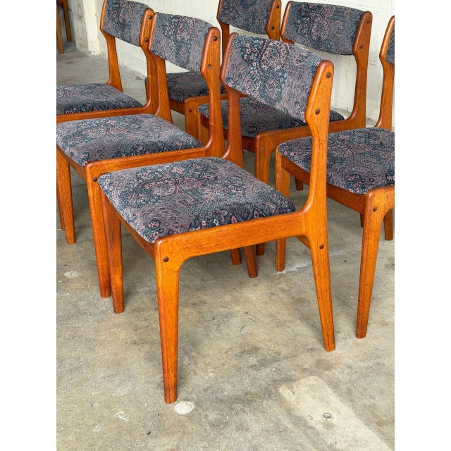 Blue Teak Dining Chairs in Style of Erik Buch Mid Century Modern Seating Set of 6 Denmark 1960s For Sale - Image 8 of 10