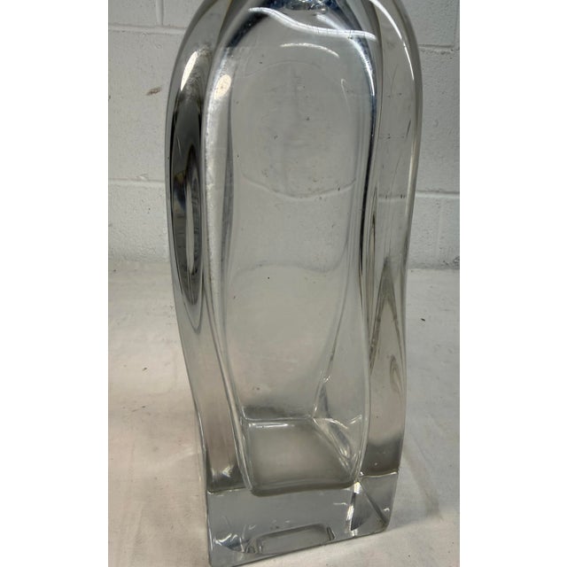 Large Vintage Hand Blown Signed Daum Swirled Clear Crystal Decanter Glass Bottle For Sale - Image 9 of 13