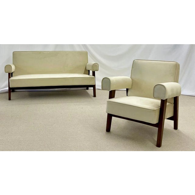 Authentic Pierre Jeanneret Upholstered Bridge Sofa, Mid-Century Modern, Markings For Sale - Image 4 of 13