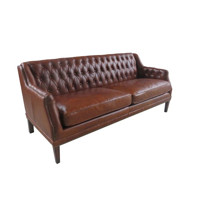 Contemporary Matthew Izzo Home Chatsworth Chesterfield Tufted Leather Sofa For Sale - Image 3 of 3