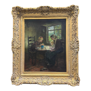 "Reading Time" by Cornelius Zwaan, Dutch American Artist Circa 1915