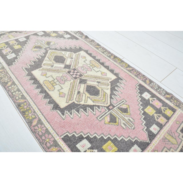 Turkish Mid 20th Century Mini Anatolian Wool Rug For Sale - Image 3 of 5