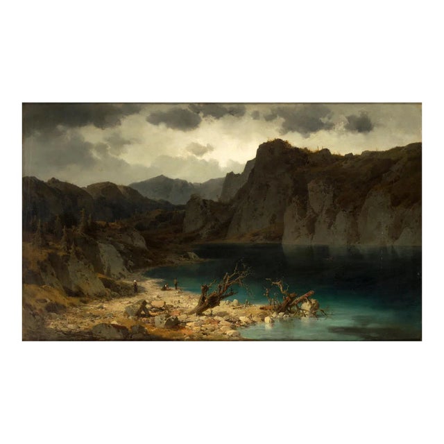 View of the Bergsee - Oil on Canvas by Josef Brunner - Mid 19th Century Mid 19th Century For Sale