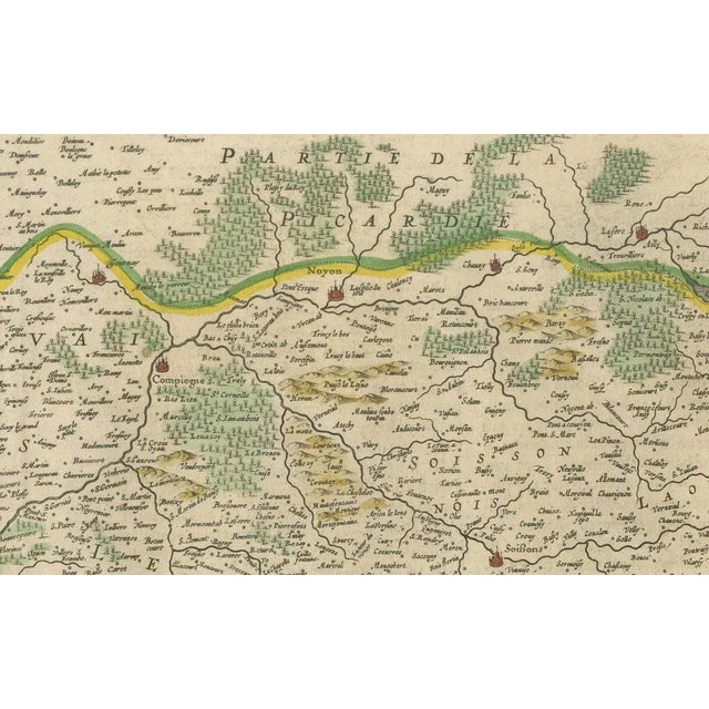 Map of Isle de France by D. de Templeux, ca. 1650, Hand-Colored and Decorative This richly detailed antique map titled *Le...