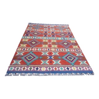 Vintage Anatolian Hand-Woven Wool Flatweave Kilim For Sale