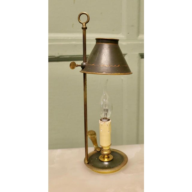 Metal French Green and Gold Toleware and Brass Candle Lamp, 1900s For Sale - Image 7 of 8