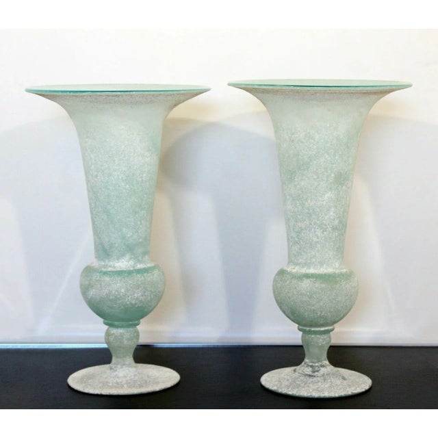 For your consideration is a breathtaking pair of glass vessels or vases, made in Italy, by Seguso Vetri D'Arte, circa the...