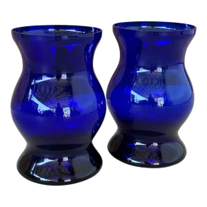 Vintage Hand Blown Cobalt Blue Vases-Pair