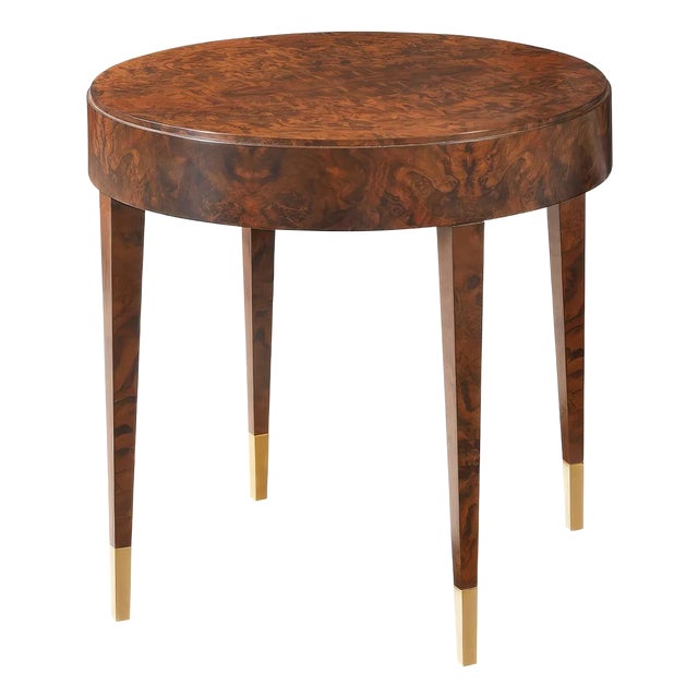 Round Walnut Burl Side Table For Sale