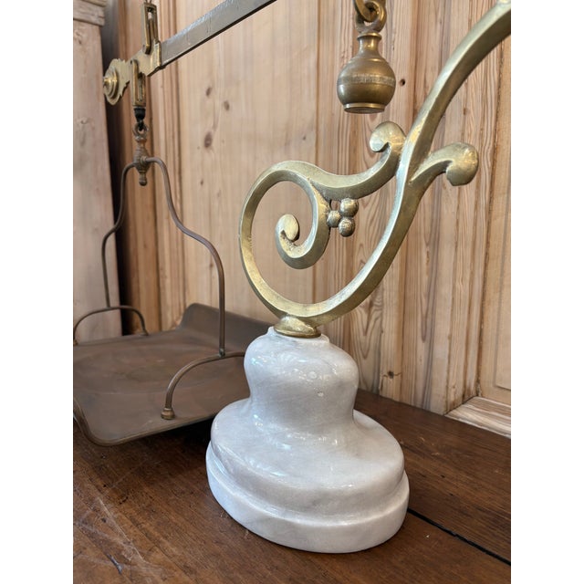 P Quindici 19th Century Chilog Brass and Marble Balance Scale For Sale In San Diego - Image 6 of 11