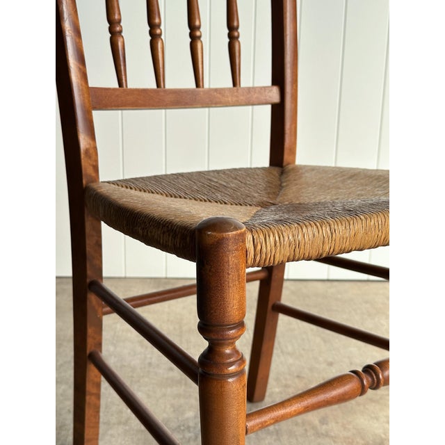 Vintage Maple Spindle-Back Dining Chairs With Rush Seats, Set of Six For Sale - Image 12 of 14