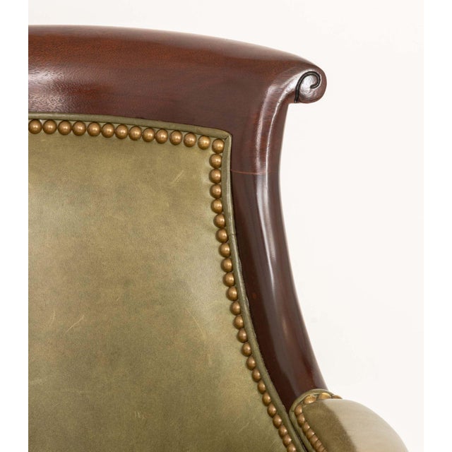 American Hancock & Moore Leather Upholstered Jockey Club Chair For Sale - Image 3 of 8