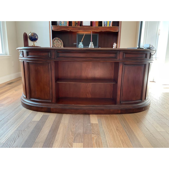 Wood Hooker Furniture Seven Seas Executive Desk, Credenza & Lighted Hutch – 3-Piece Suite For Sale - Image 7 of 14