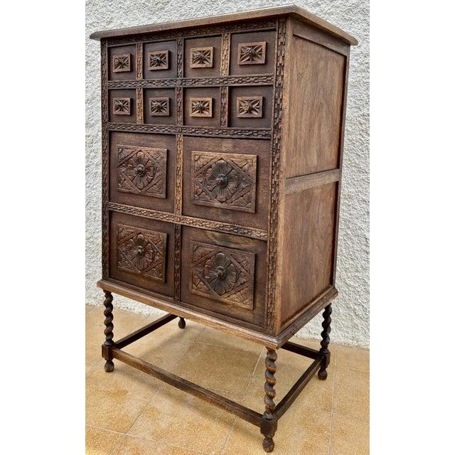 Spanish Wooden Storage Cabinet with Drawers, 1900s For Sale - Image 10 of 11