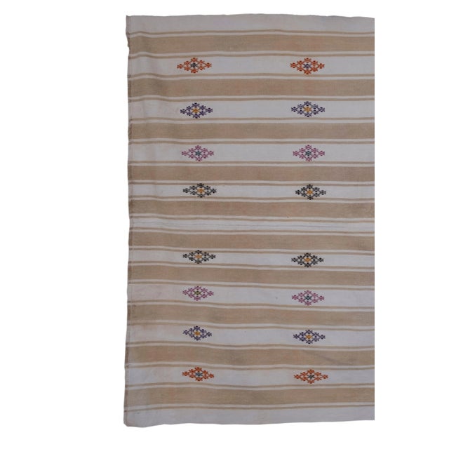 Vintage Striped Oversize Natural Kilim Rug 6'8" X 8'1" For Sale - Image 4 of 10