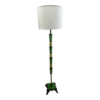 1920s Jadeite Green Glass Art Deco Floor Lamp For Sale
